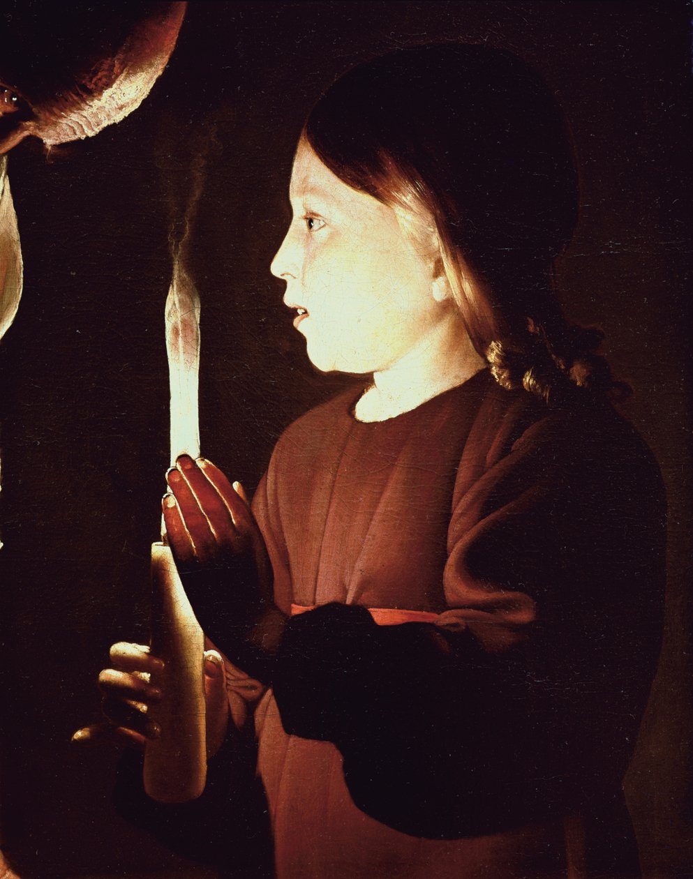 Svatý Josef Tesař, detail Jezulátka, kolem 1640 (detail 34785) od Georges de La Tour