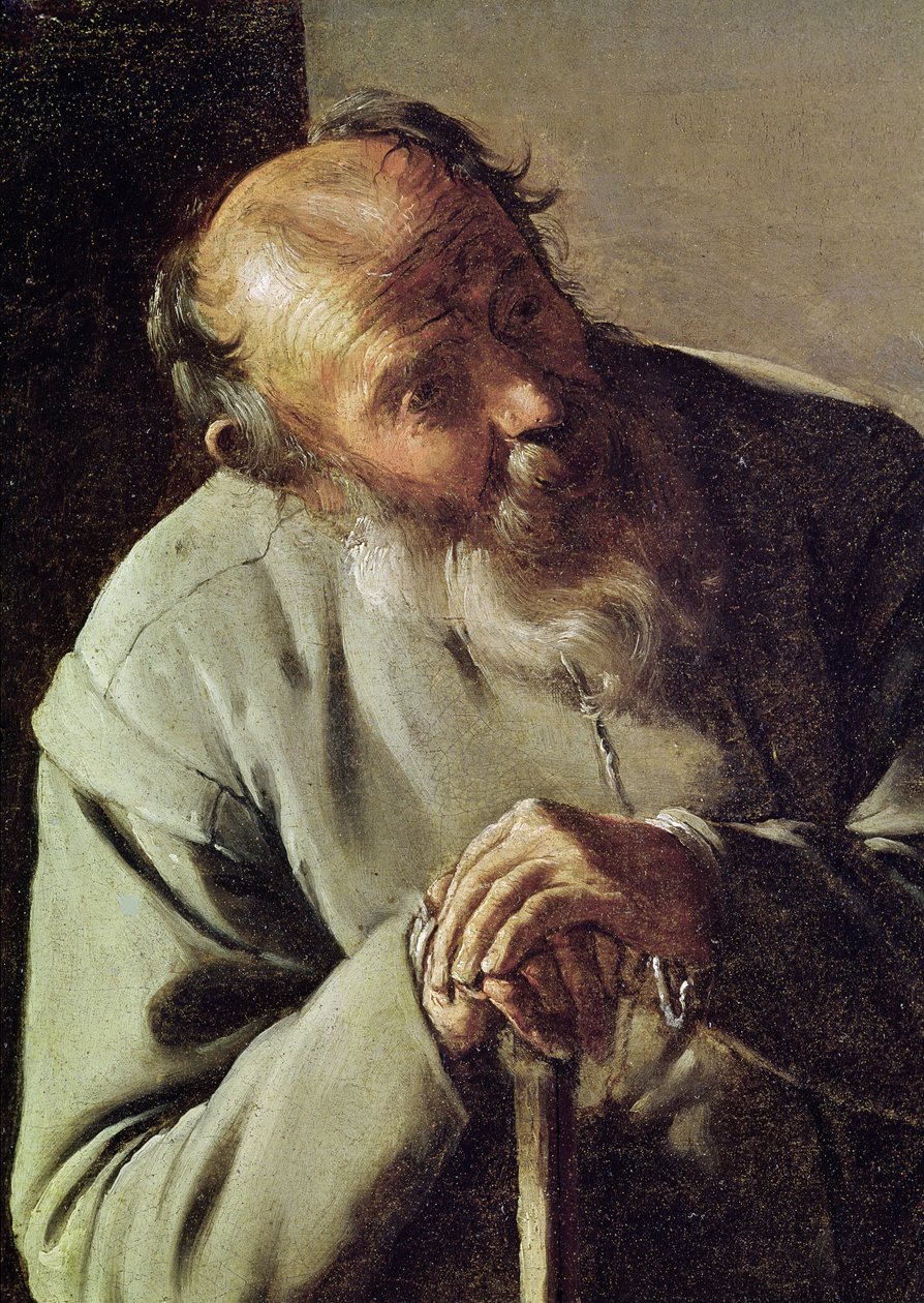 Starý muž, detail hlavy, cca 1618-19 olej na plátně od Georges de La Tour