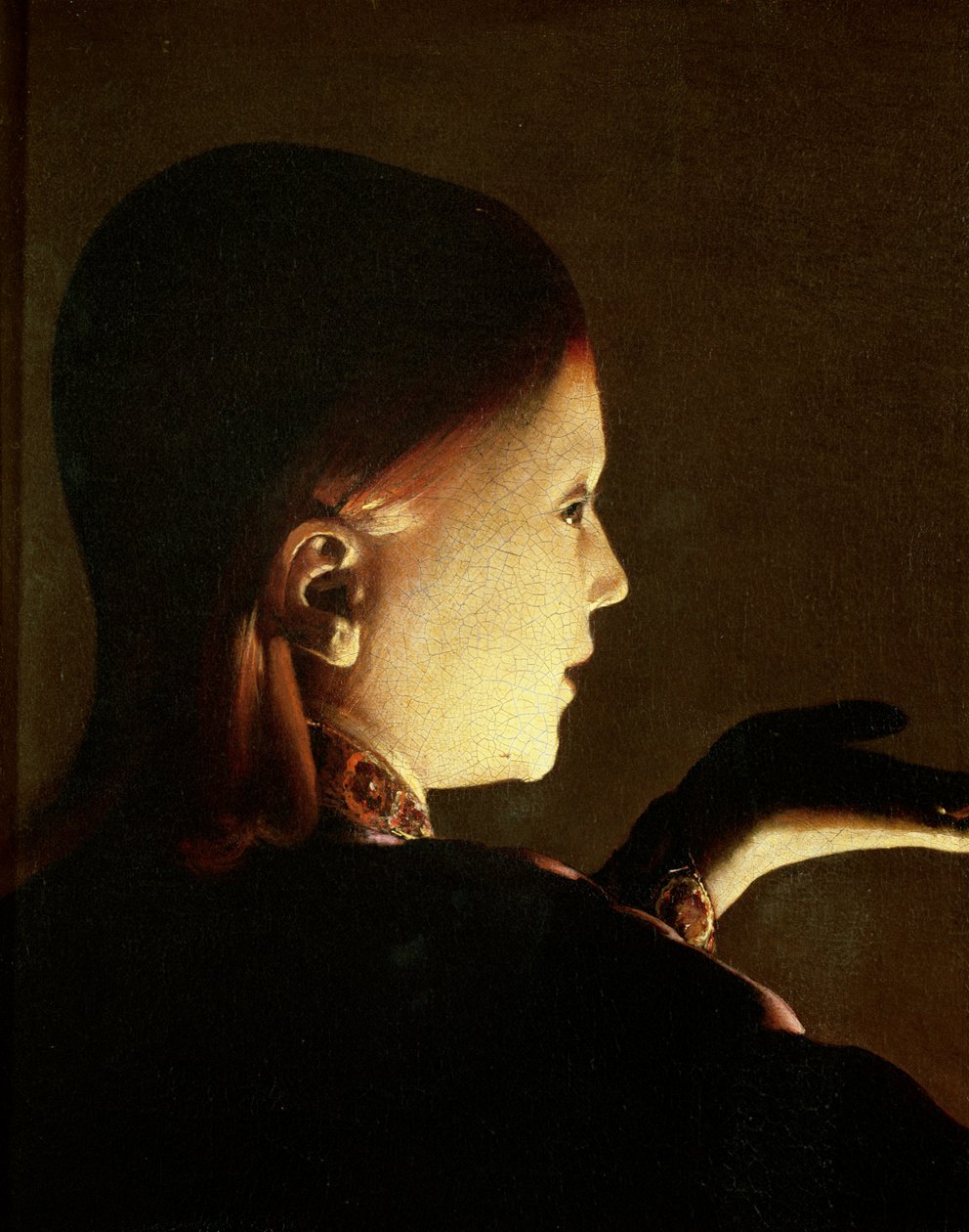 Josef a anděl, 1652 detail olej na plátně z 3126 od Georges de La Tour