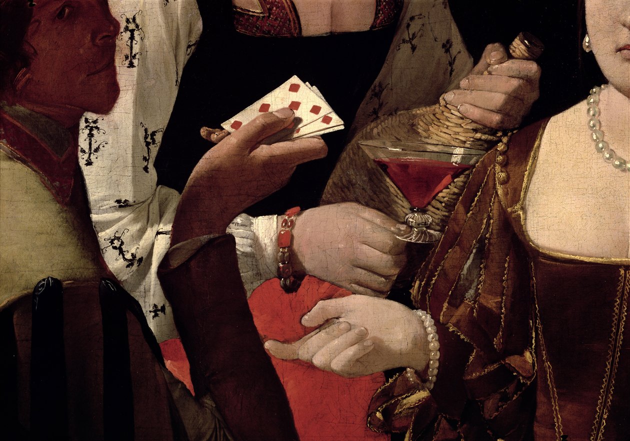 Podvodník s károvým esem, detail hráčů, asi 1635-40 (detail 90053) od Georges de La Tour
