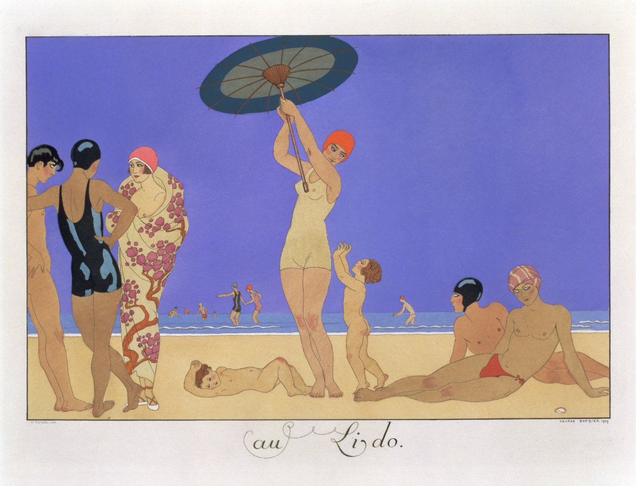 Na Lido, vyryl Henri Reidel od Georges (after) Barbier