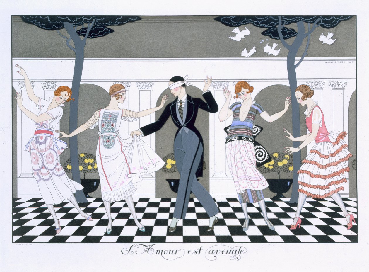 Láska je slepá, vyryl Henri Reidel od Georges (after) Barbier