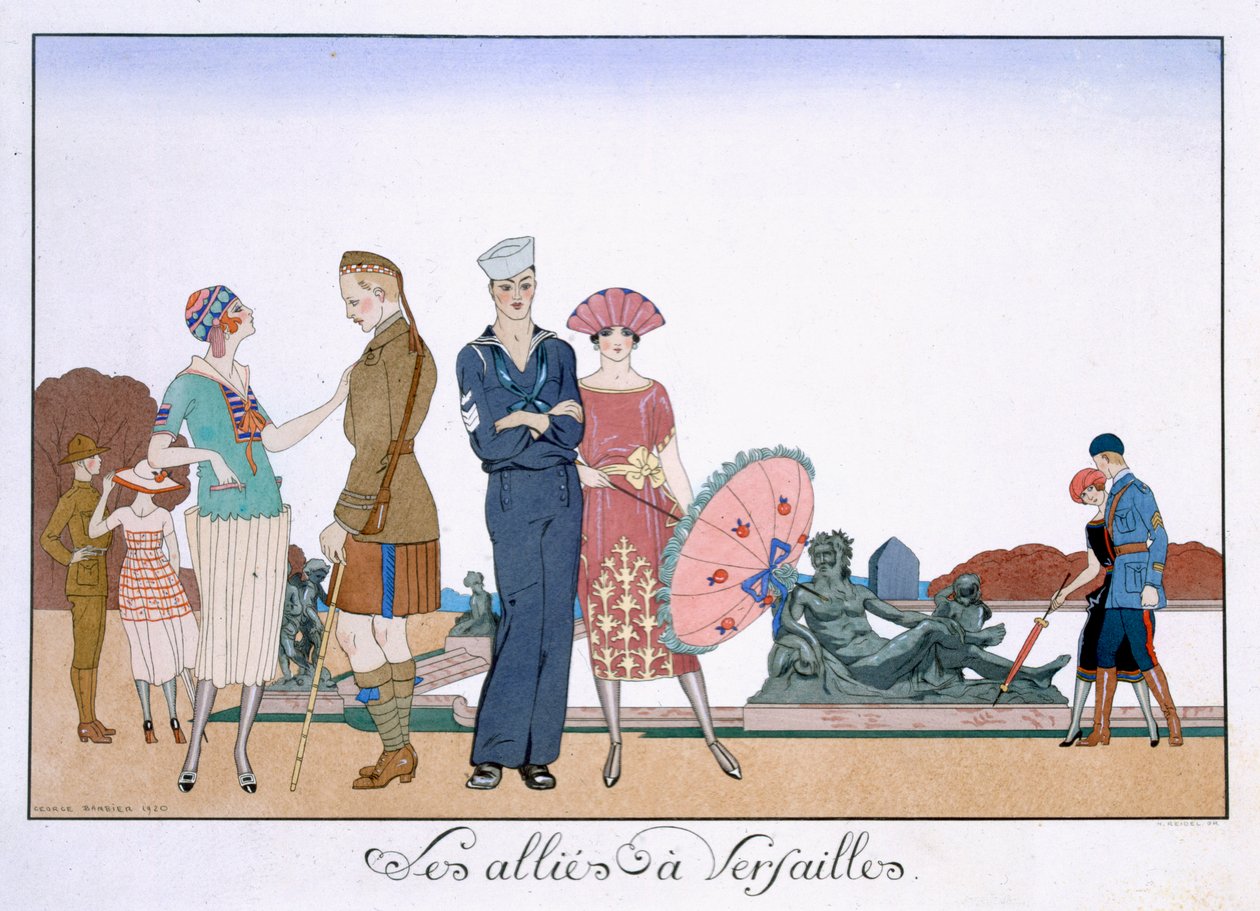 Spojenci ve Versailles, vyryl Henri Reidel od Georges (after) Barbier