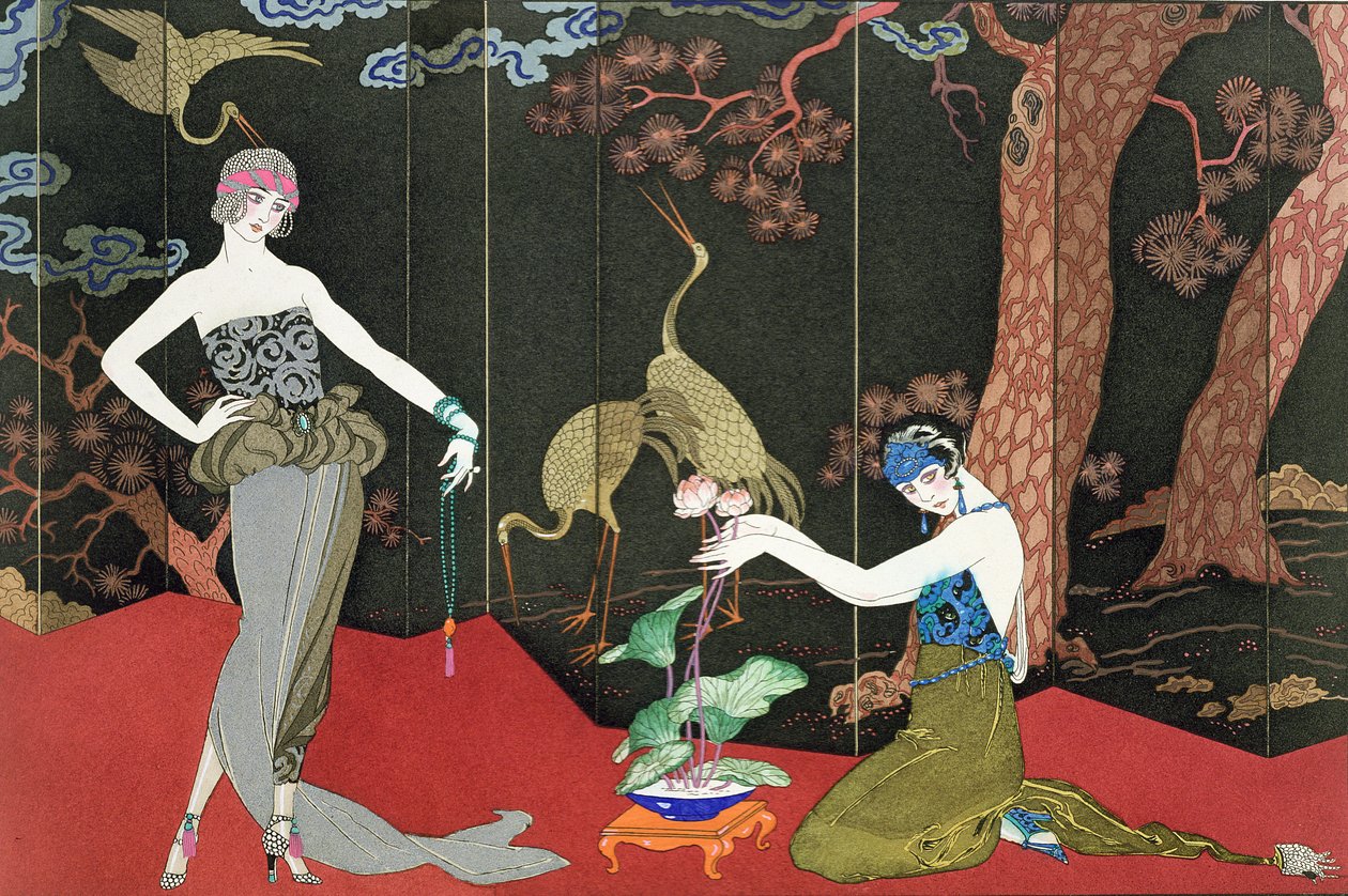 The Fashion for Lacquer, vyryl Henri Reidel od Georges (after) Barbier