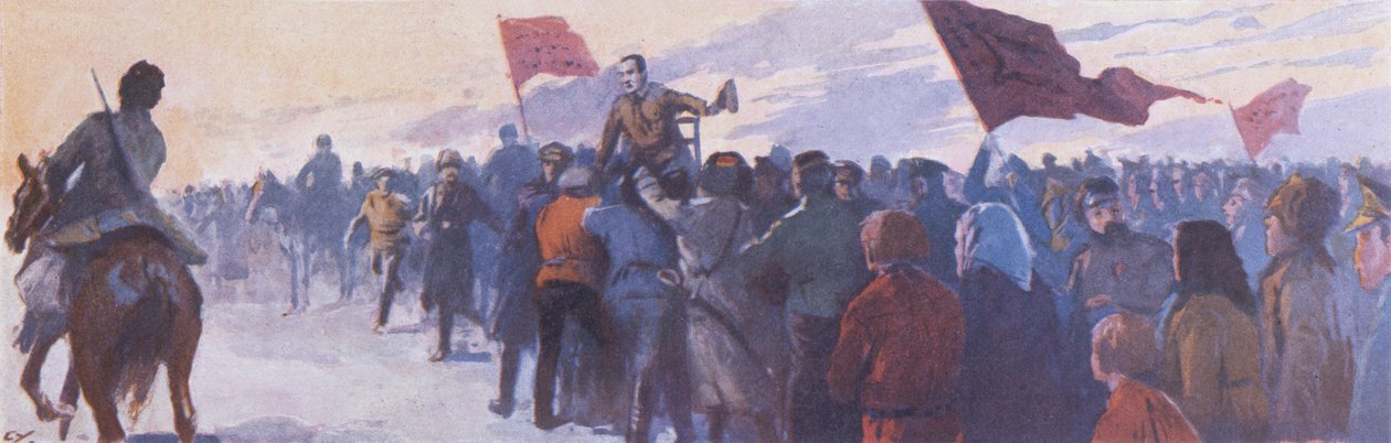 "Ať žije Kerenskij", cca 1923 (barevná litografie) od Georges (after) Carrey