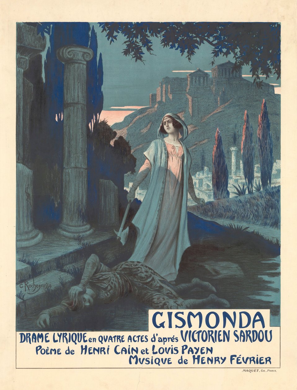 Plakát k divadelní hře Gismonda od V. Sardoua, 1919. od Georges Antoine Rochegrosse