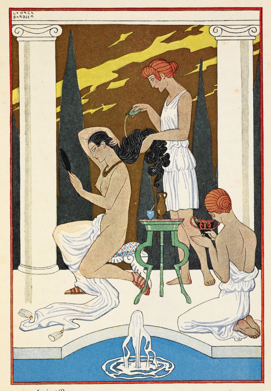 Starověký Řím. Osobnost, která si myje vlasy služebnictvem. od Georges Barbier