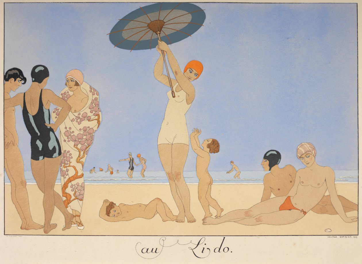 Au lido. Lidé na pláži. od Georges Barbier