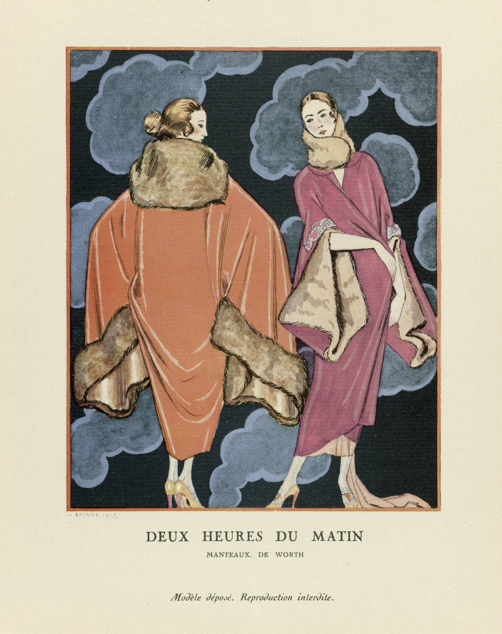 Dvě ráno, hospoda. 1923 (tisk šablony) od Georges Barbier