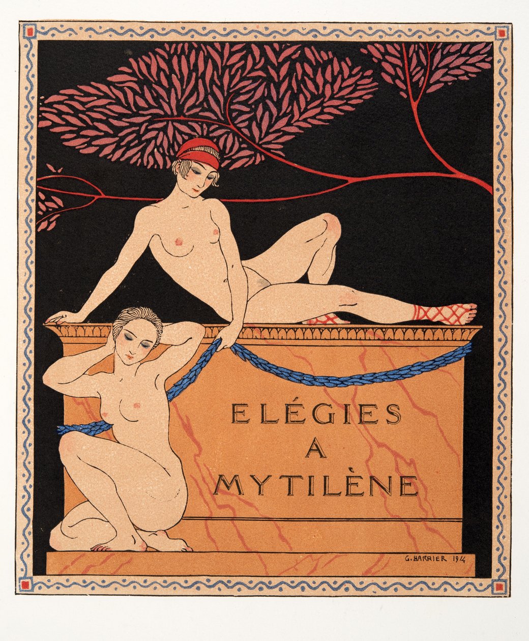 Elegies at Mytilene, ilustrace z Les Chansons de Bilitis, Pierre Louys, hospoda. 1922 (tisk šablony) od Georges Barbier