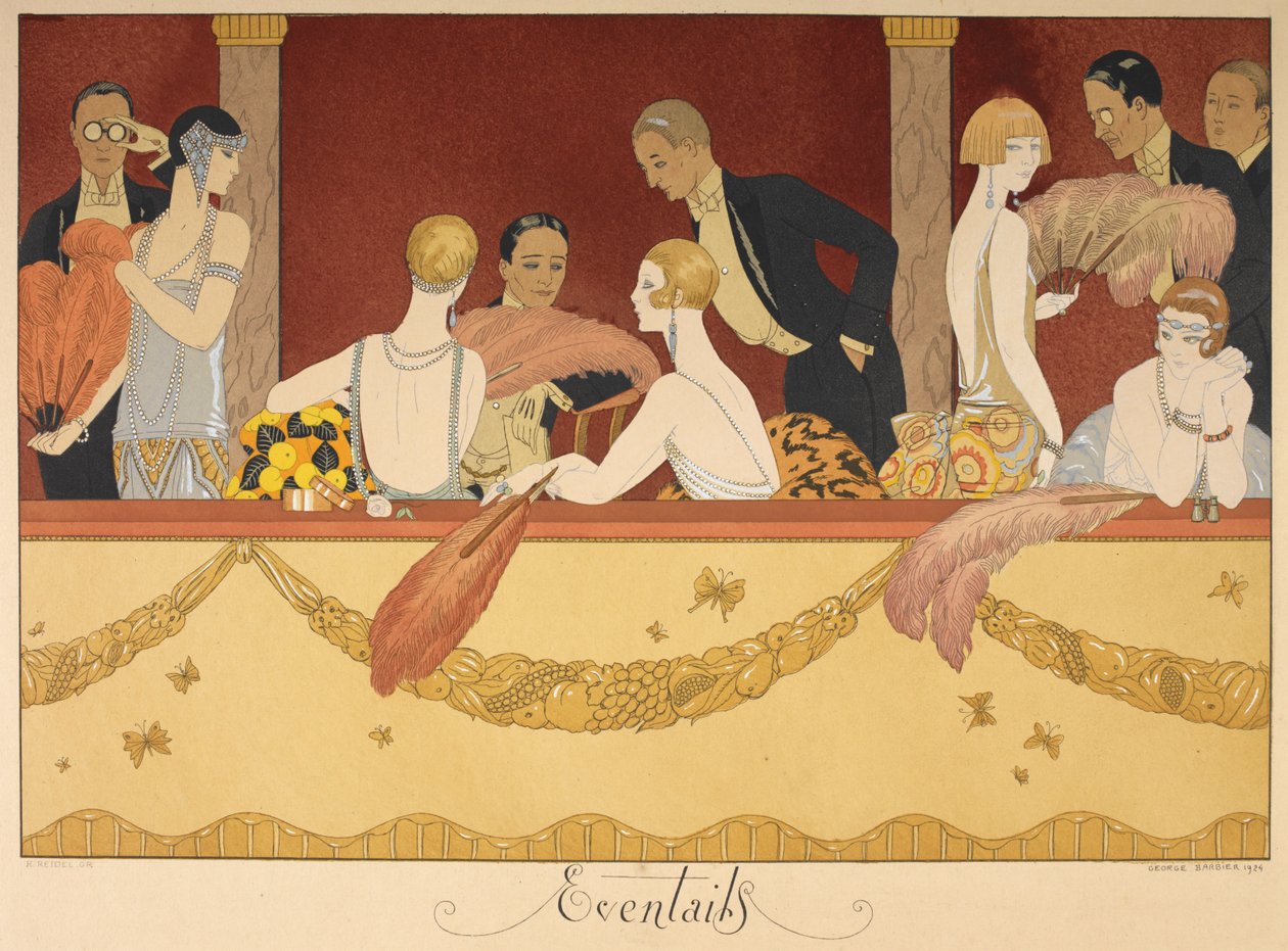 Závěry. Lidé si užívají večer v divadle. od Georges Barbier