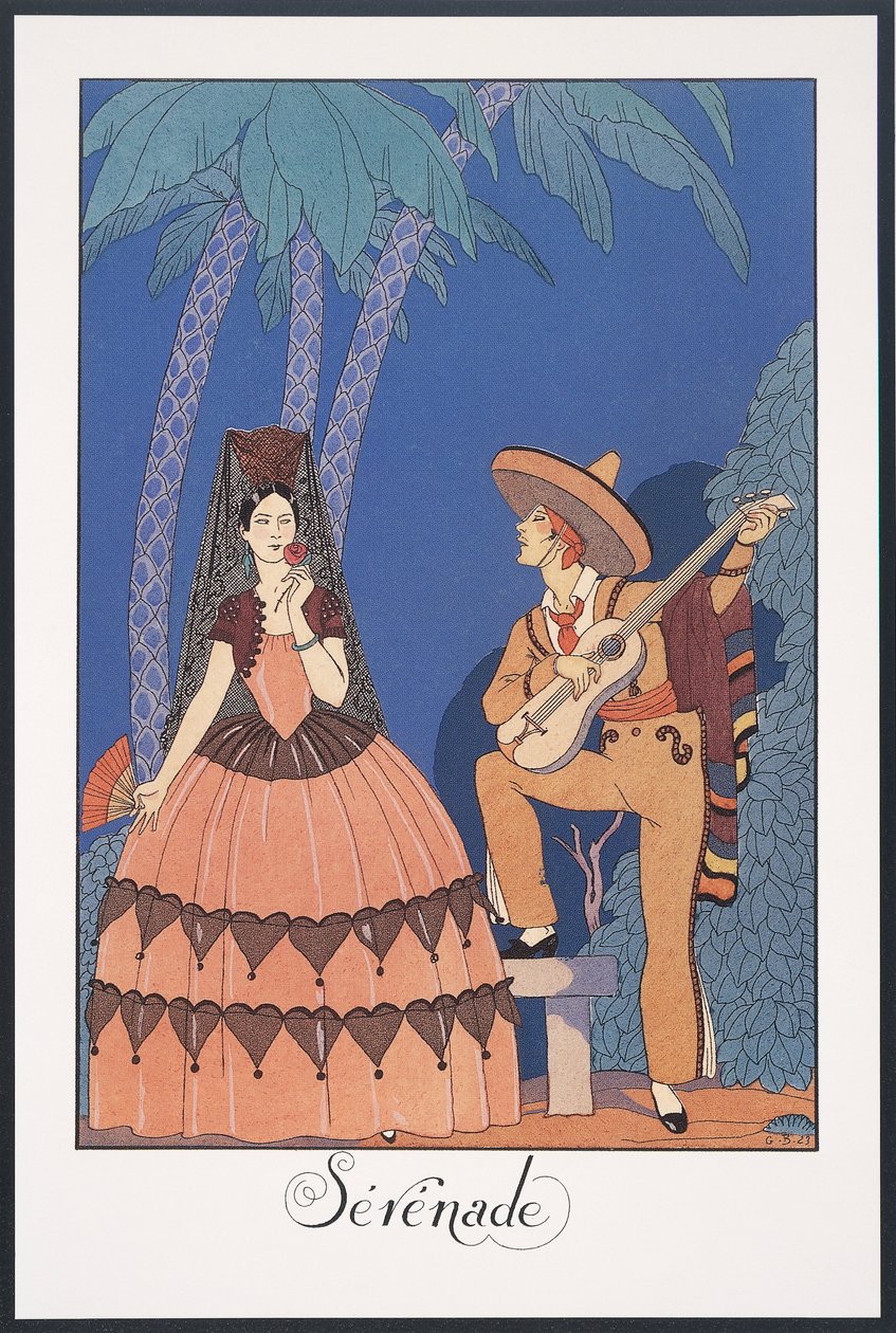 Falbalas et Fanfreluches, Almanach na rok 1924, Serenáda, George Barbier, tisk od Georges Barbier