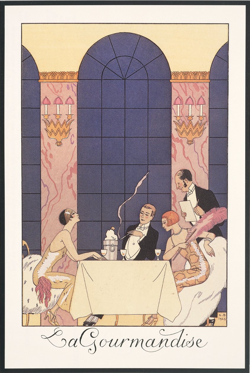 Falbalas and Fanfreluches, Almanach na rok 1925: "La Gourmandise", od George Barbiera, tisk od Georges Barbier