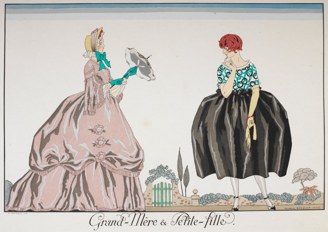 Grand-Mere et Petite fille. Starší žena a mladá dívka. od Georges Barbier