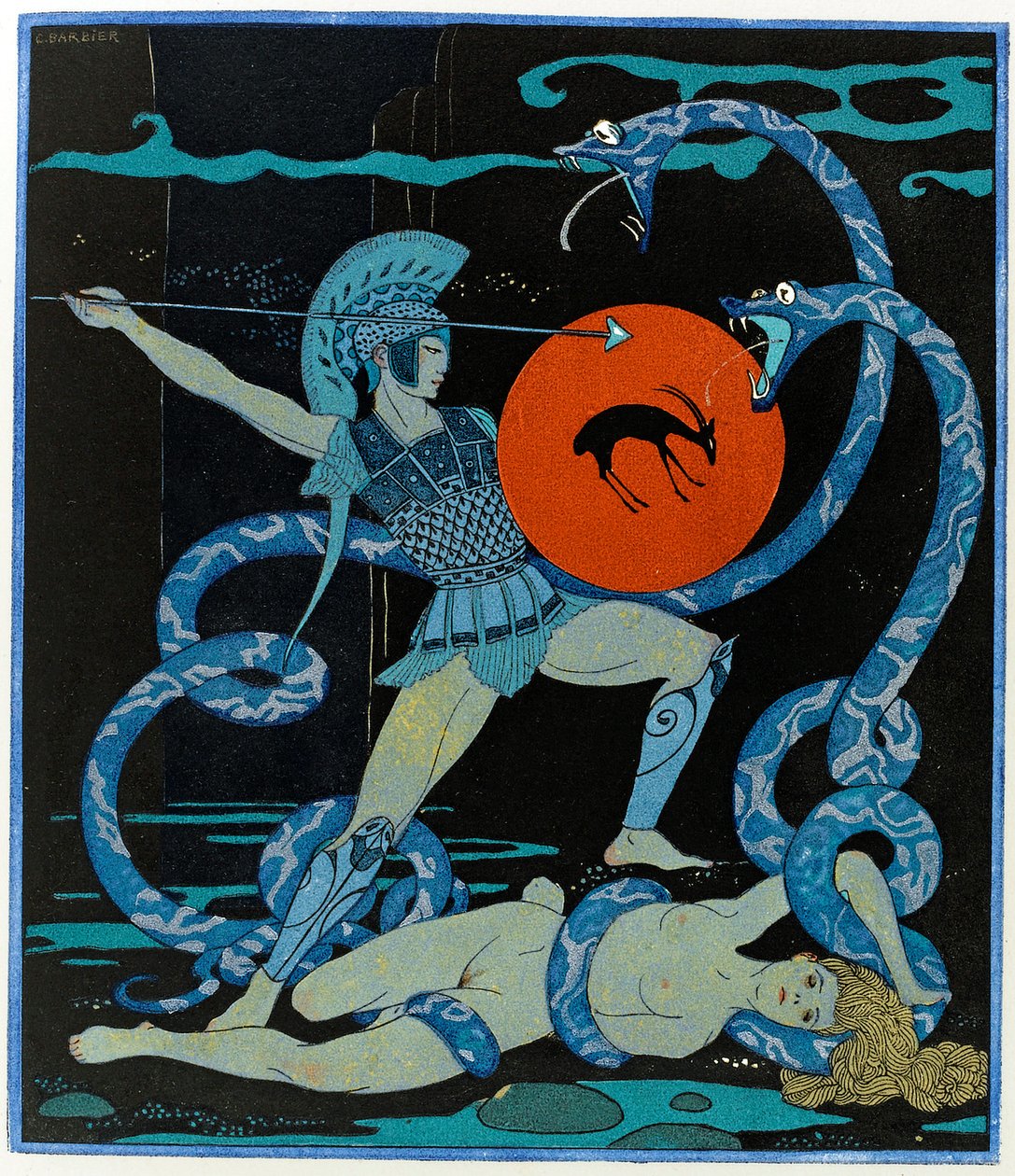 Ilustrace z Les Chansons de Bilitis od Georges Barbier