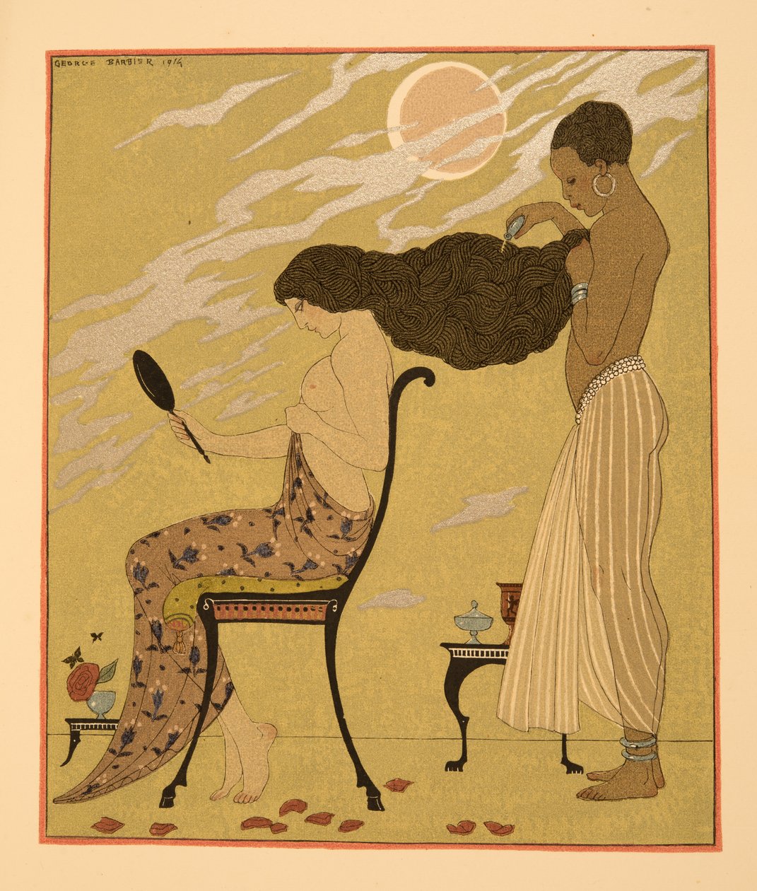 I Sing my Flesh & my Life, ilustrace z Les Chansons de Bilitis, Pierre Louys, hospoda. 1922 (tisk šablony) od Georges Barbier