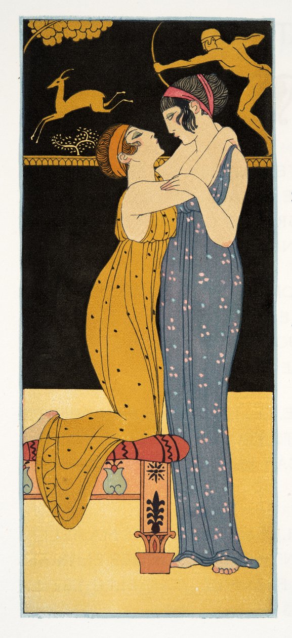 Desire, ilustrace z Les Chansons de Bilitis, Pierre Louys, hospoda. 1922 (tisk šablony) od Georges Barbier