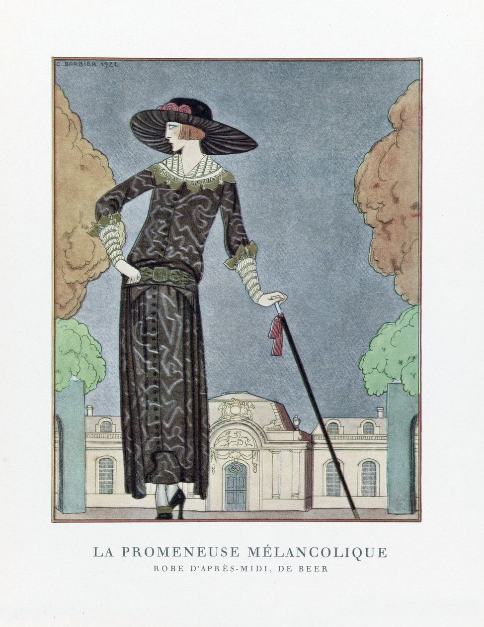 The Melancholic Walker, hospoda. 1922 (tisk šablony) od Georges Barbier