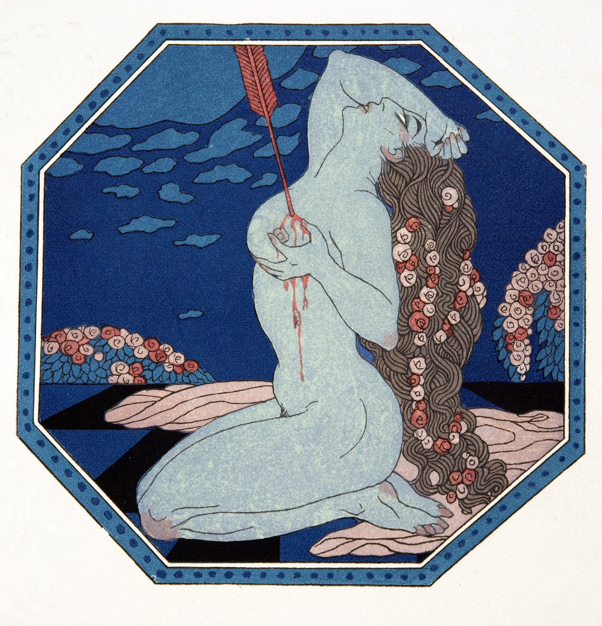 Le Deramantnier, ilustrace z Les Chansons de Bilitis, Pierre Louys, hospoda. 1922 (tisk šablony) od Georges Barbier