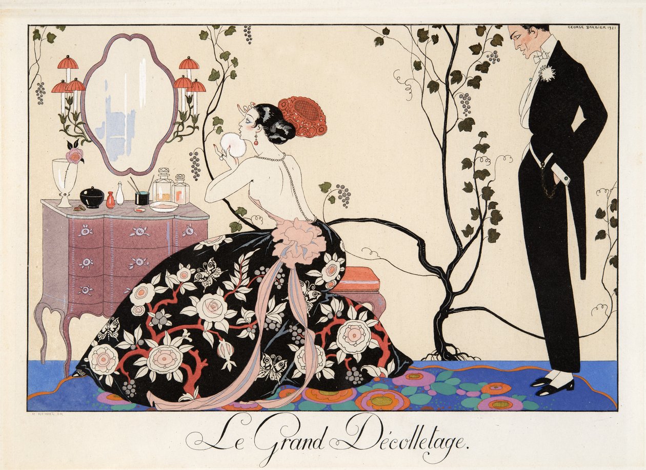 Le Grand Décolletage, rytina H. Reidel od Georges Barbier