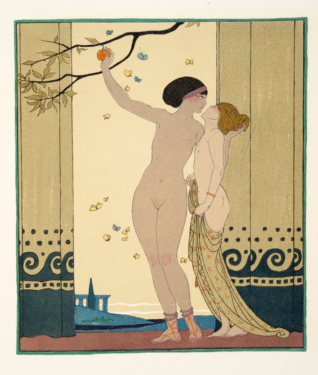 Rada, ilustrace z Les Chansons de Bilitis, Pierre Louys, hospoda. 1922 (tisk šablony) od Georges Barbier