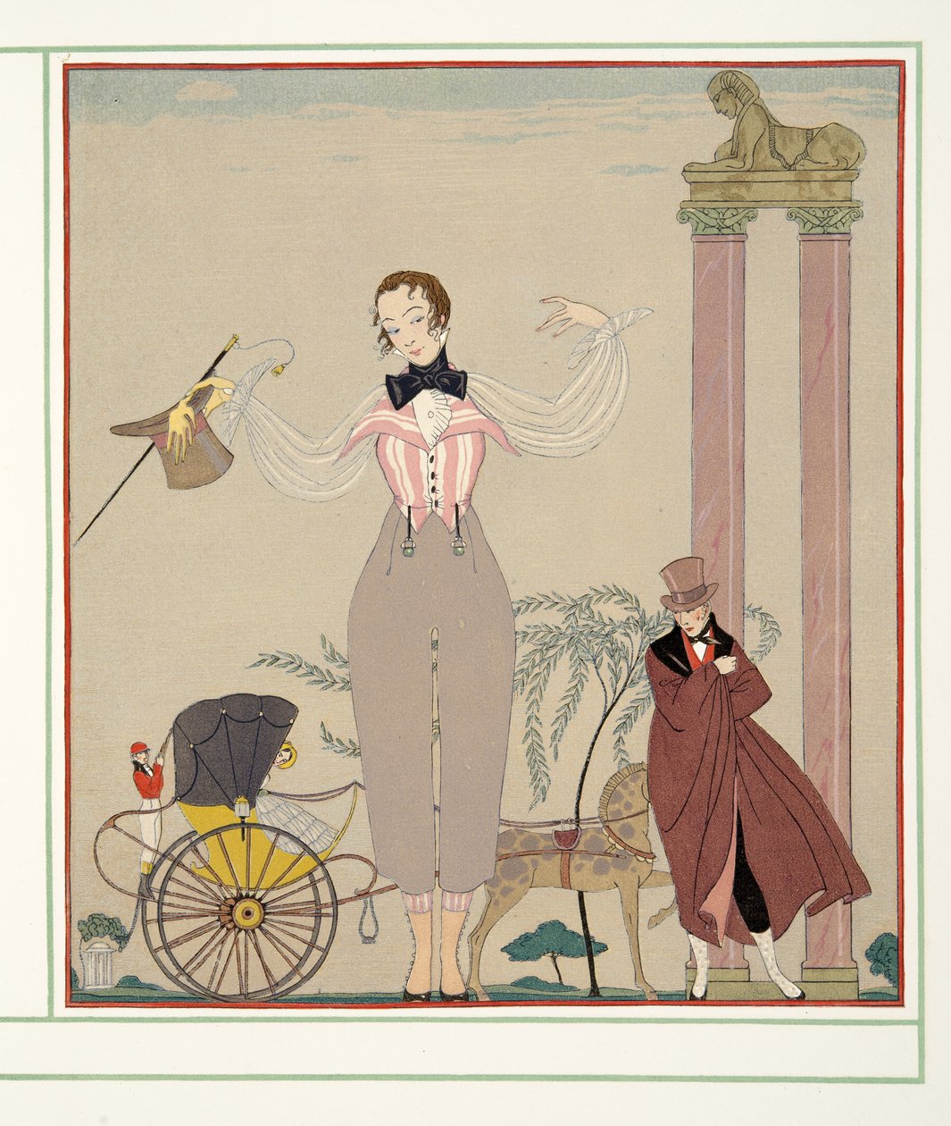 Mademoiselle de Maupin, z Personages de Comedie, hospoda. 1922 (tisk šablony) od Georges Barbier