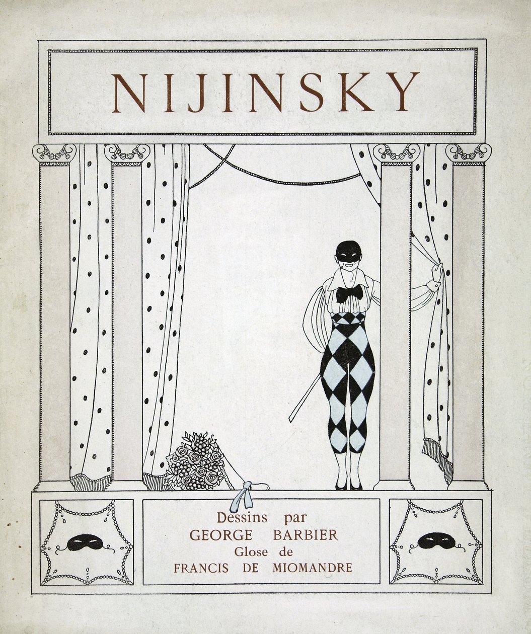 Nižinskij, titulní strana, ze série „Návrhy tanců Vaskace Nižinského“ (Pochoir Print) od Georges Barbier