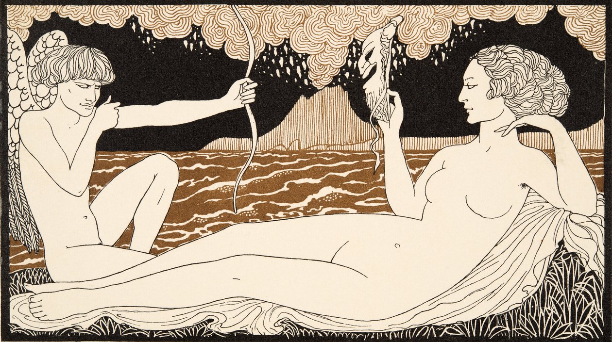 Personages de Comedie, detail z přední obálky, pub. 1922 (pochoirový tisk) od Georges Barbier