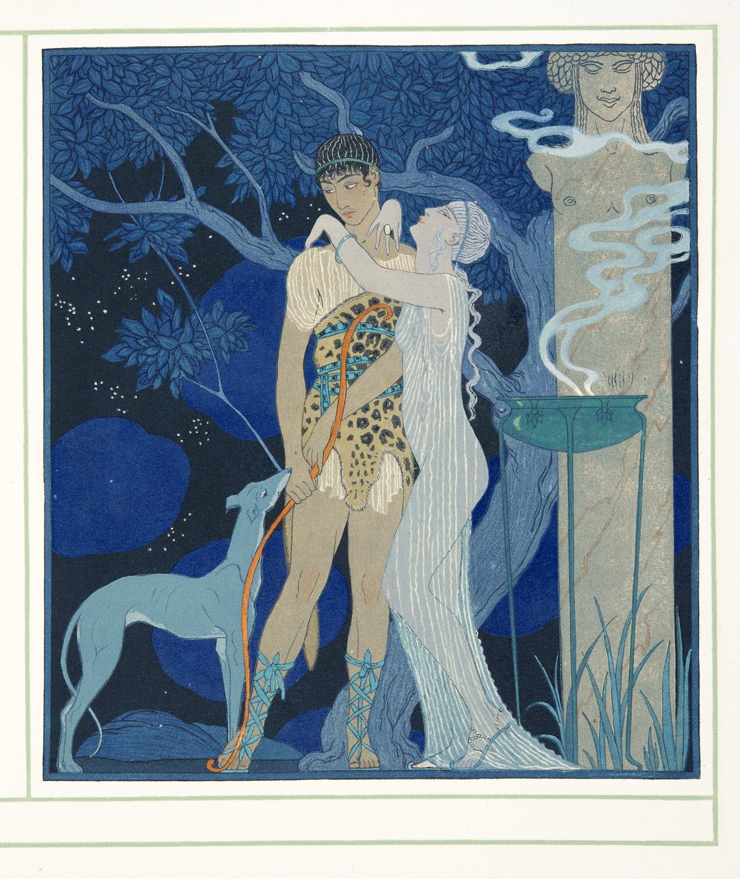 Phedre a Hippolyte, z Postavy komedie, hospoda. 1922 (tisk šablony) od Georges Barbier