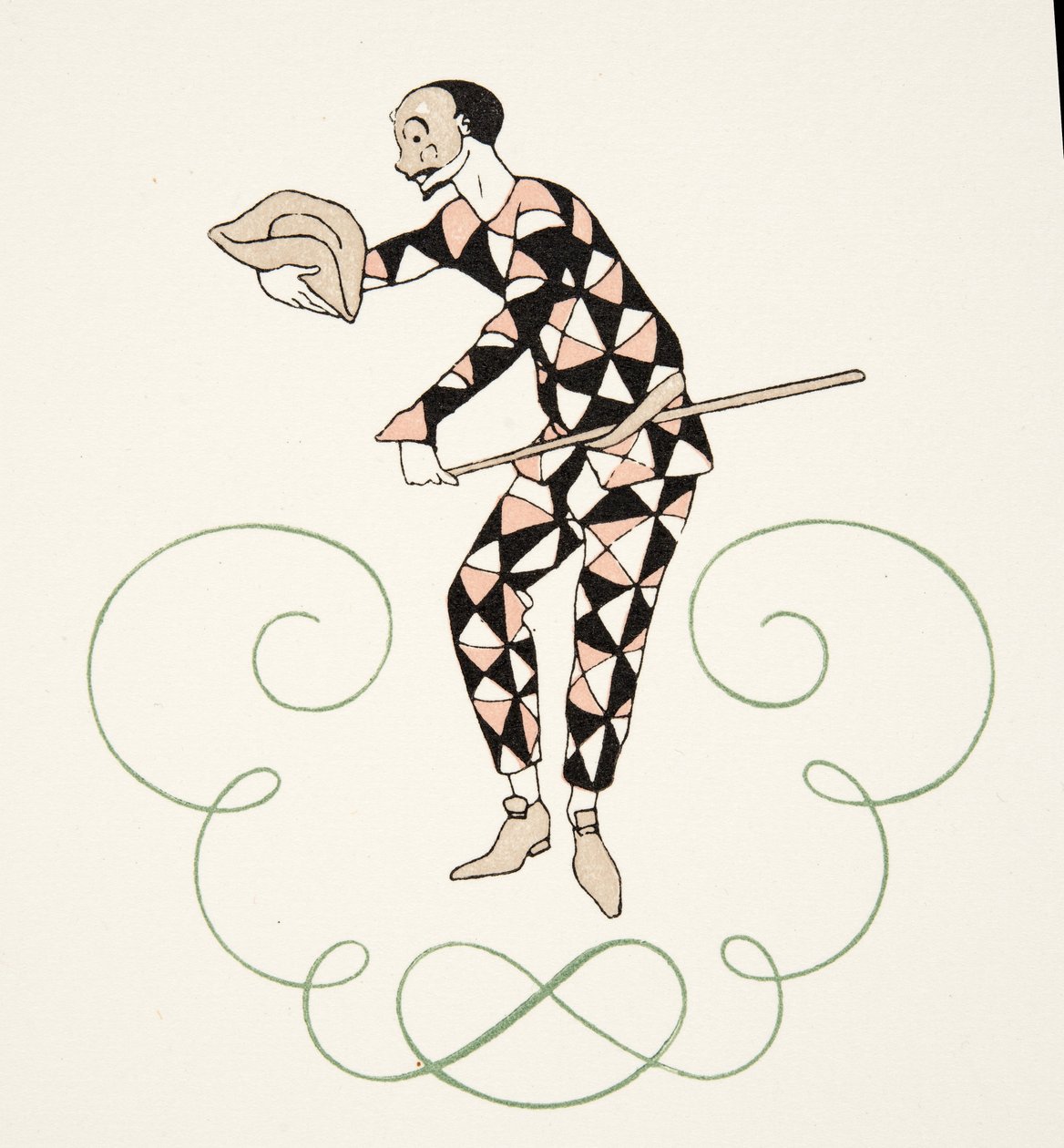 Pierrot, z Personages de Comedie, hospoda. 1922 (tisk šablony) od Georges Barbier