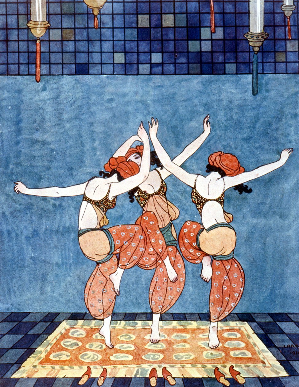 Princezna Šeherezáda (Šeherezáda) (pohádky tisíce a jedné noci). Ilustrace George Barbier (1882-1932). kolem roku 1910. od Georges Barbier