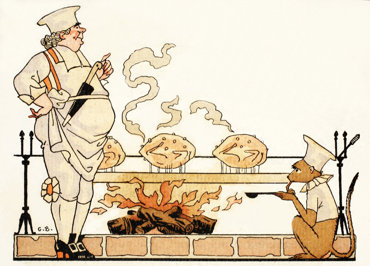 Pečení na rožni (pochoir print) od Georges Barbier