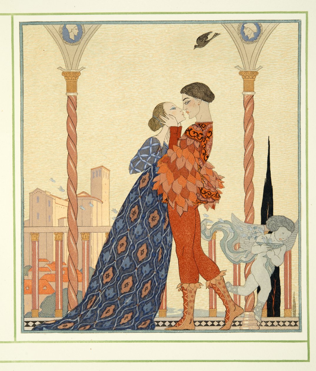 Romeo a Julie z Personages de Comedie, hospoda. 1922 (tisk šablony) od Georges Barbier