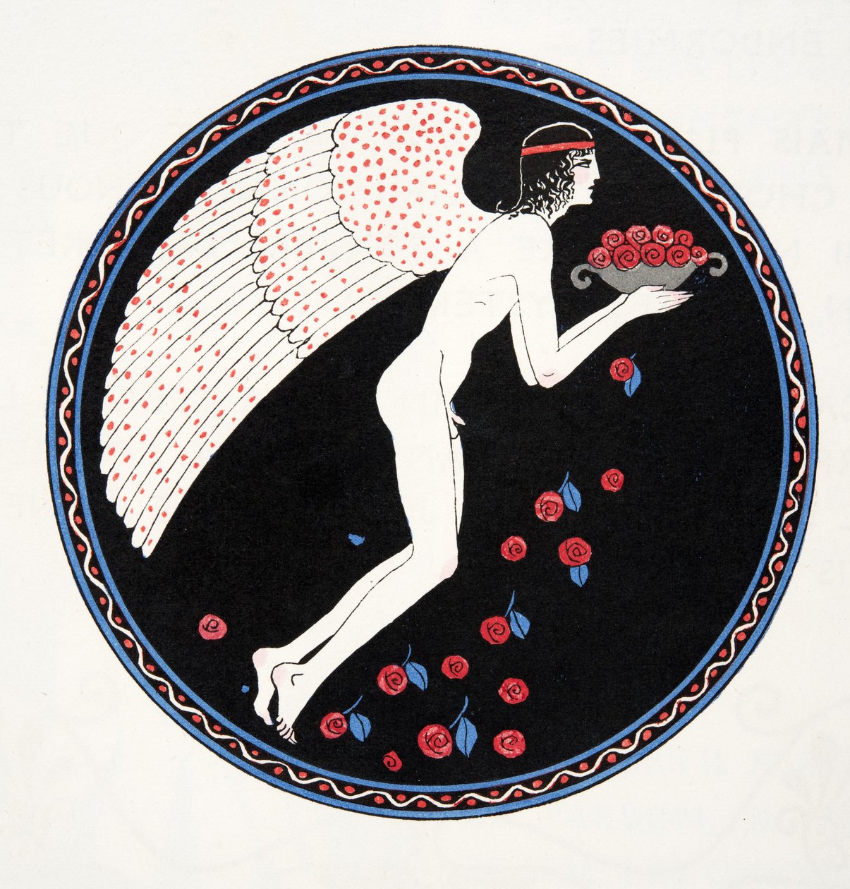 Růže v noci, ilustrace z Les Chansons de Bilitis, Pierre Louys, hospoda. 1922 (tisk šablony) od Georges Barbier
