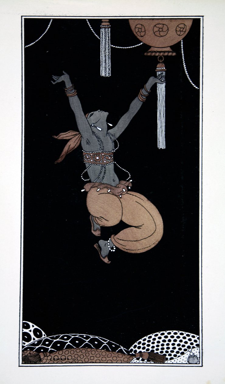 Šeherezáda, z cyklu „Návrhy tanců Václava Nižinského“ (1889-1950). Georges Barbier (1882-1932), tisk Pochoir od Georges Barbier