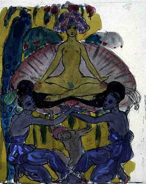 Studie ke Zrození Venuše (tuš a akvarel na papíře) (viz 133205) od Georges Barbier
