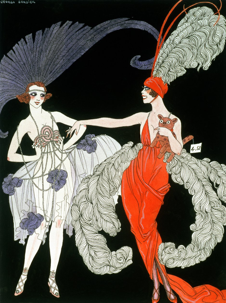 Nákup (pero, inkoust a akvarel na papíře) od Georges Barbier