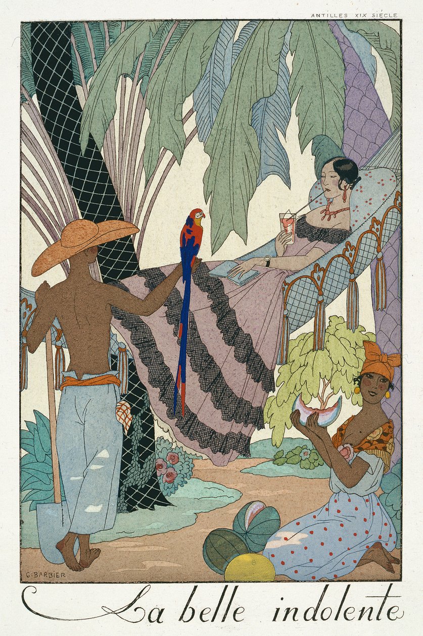 Nečinná krása (pochoir print) od Georges Barbier