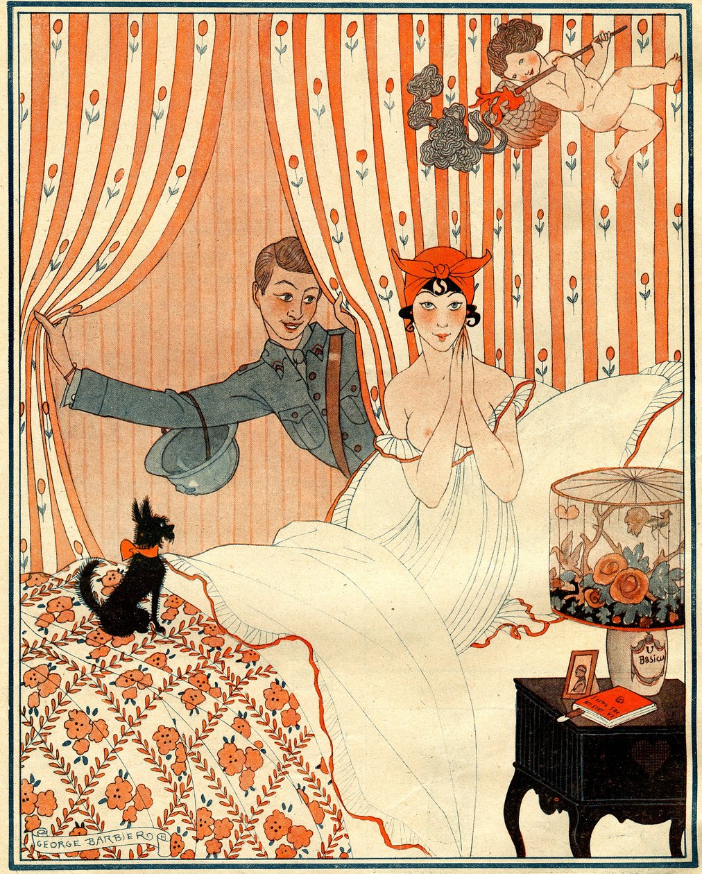 Neplánovaný návrat… Nebo budík – ilustrace z la Vie Parisienne od Georges Barbier