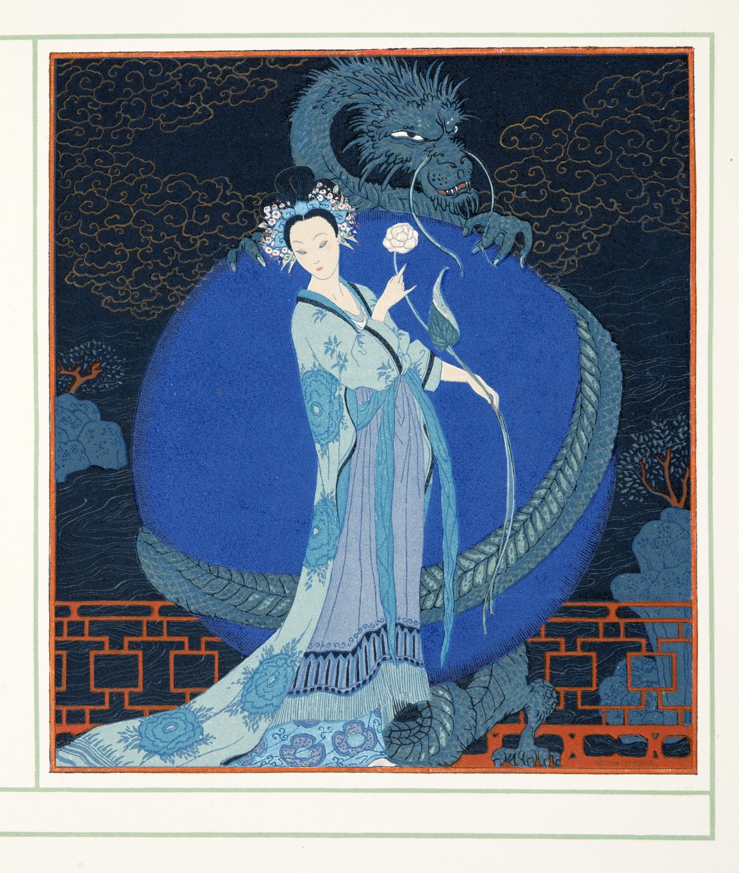 Turandot Princess of China, od Personages de Comedie, hospoda. 1922 (tisk šablony) od Georges Barbier
