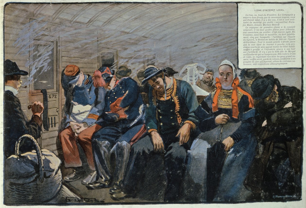 Železniční vagon třetí třídy v Bretani ve Francii od Georges Bertin Scott