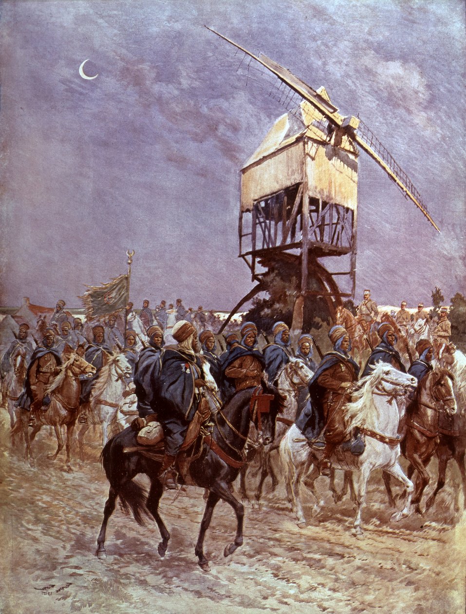 Maročtí vojáci ve francouzské koloniální armádě bojující ve Flandrech od Georges Bertin Scott