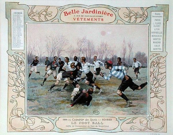 Rugby, ilustrace na únor z kalendáře pro obchod s oblečením 