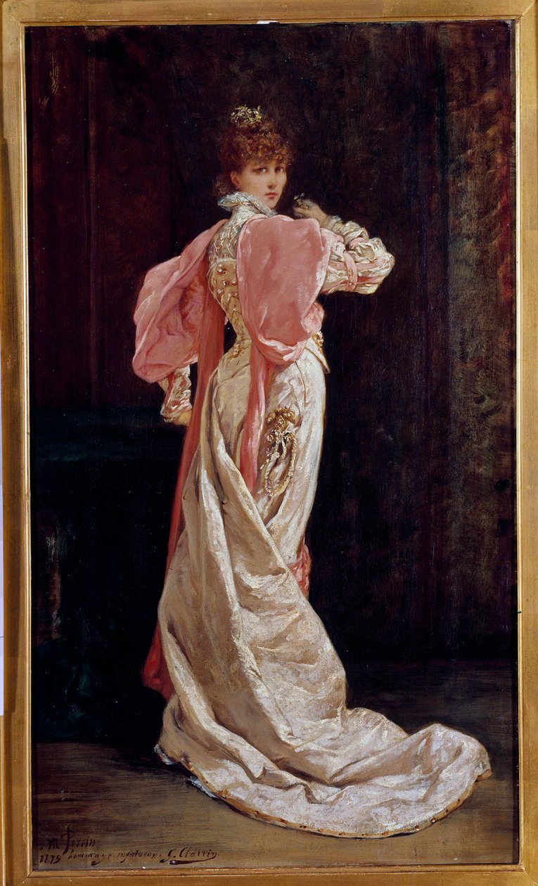 Celovečerní portrét francouzské herečky Henriette Rosine Bernardové známé jako Sarah Bernhardt (1844-1923) Malba Georgese Julese Victora Clairina (1843 - 1919). 19. století. Paříž, francouzská komedie od Georges Clairin