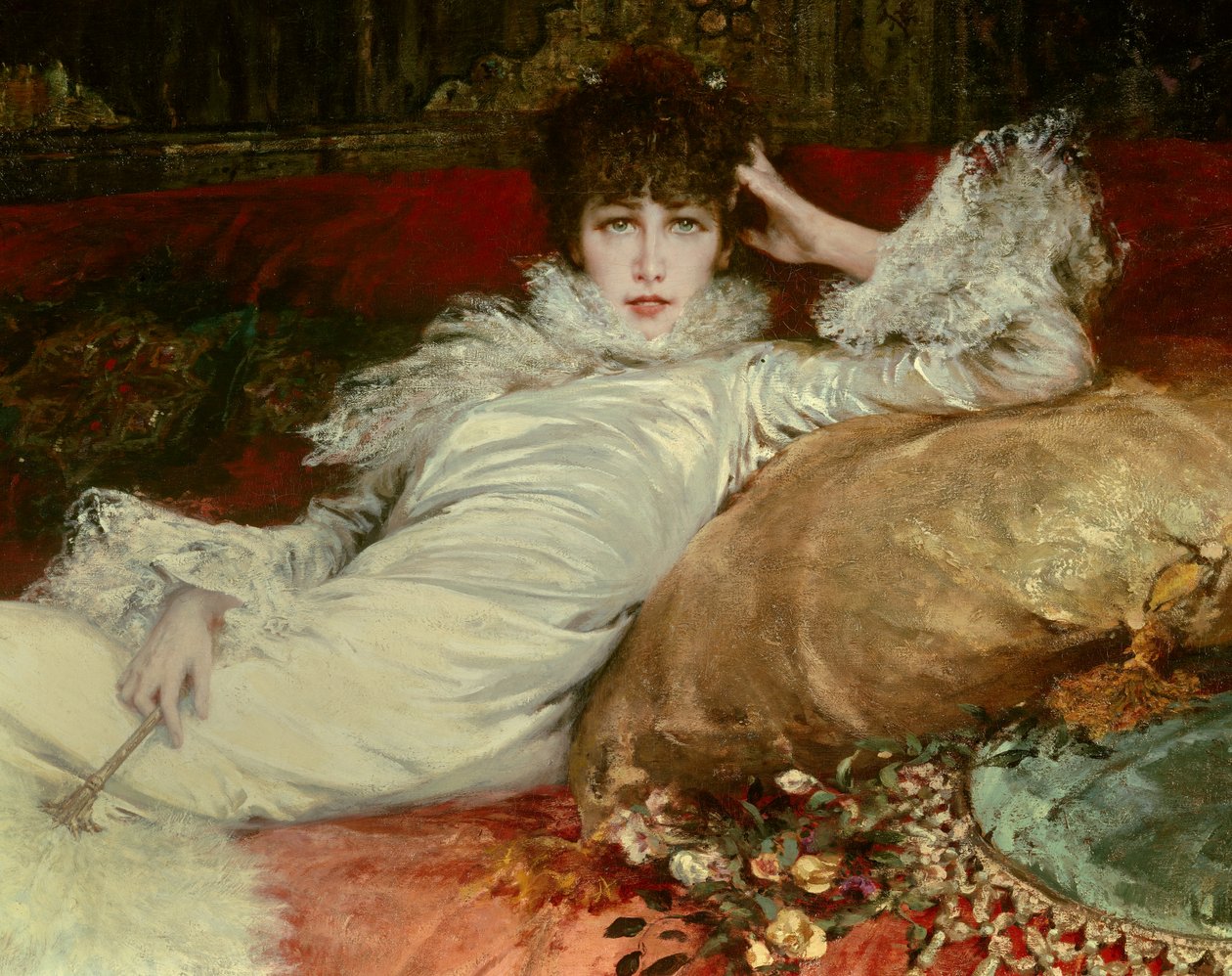 Portrét komičky Sarah-Henriette Bernardové zvané Sarah Bernhardt (1844-1923). od Georges Clairin
