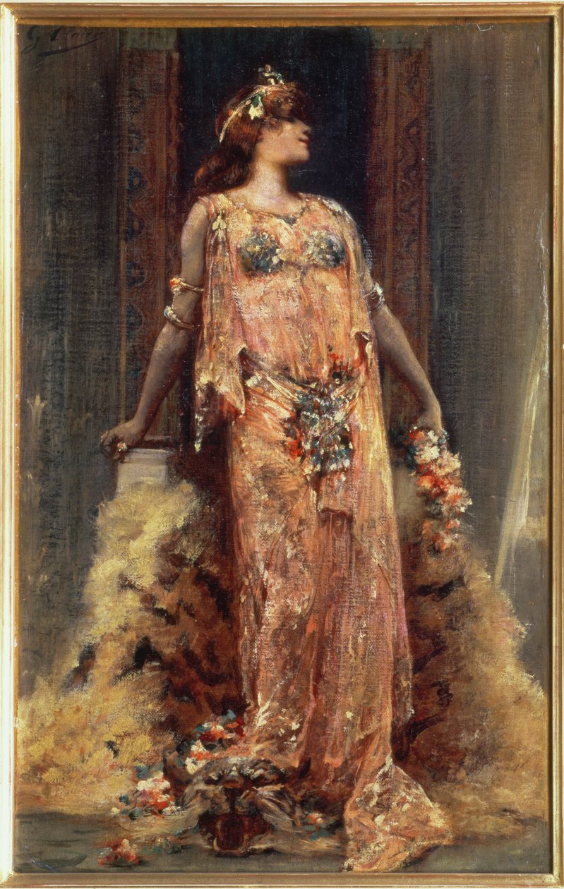 Sarah Bernhardt (1844-1923) v roli Kleopatry od Georges Clairin
