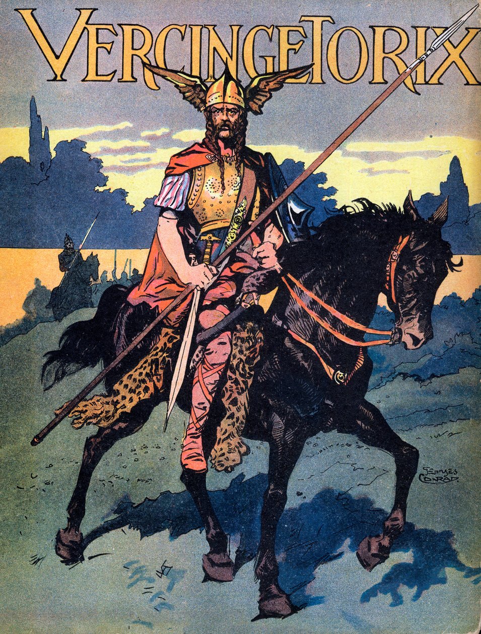 Portrét Vercingetorixe (asi 80-c. 46 př. Kr.) válečníka a galského vůdce kmene Arvernes“ „We-Gires-Nationals“ kolem od Georges Conrad