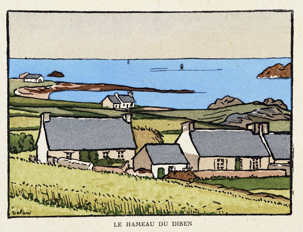 Le hameau de Diben – v „“Sur les chemins de France”” od Georgese Delawa (1871-1938) od Georges Delaw