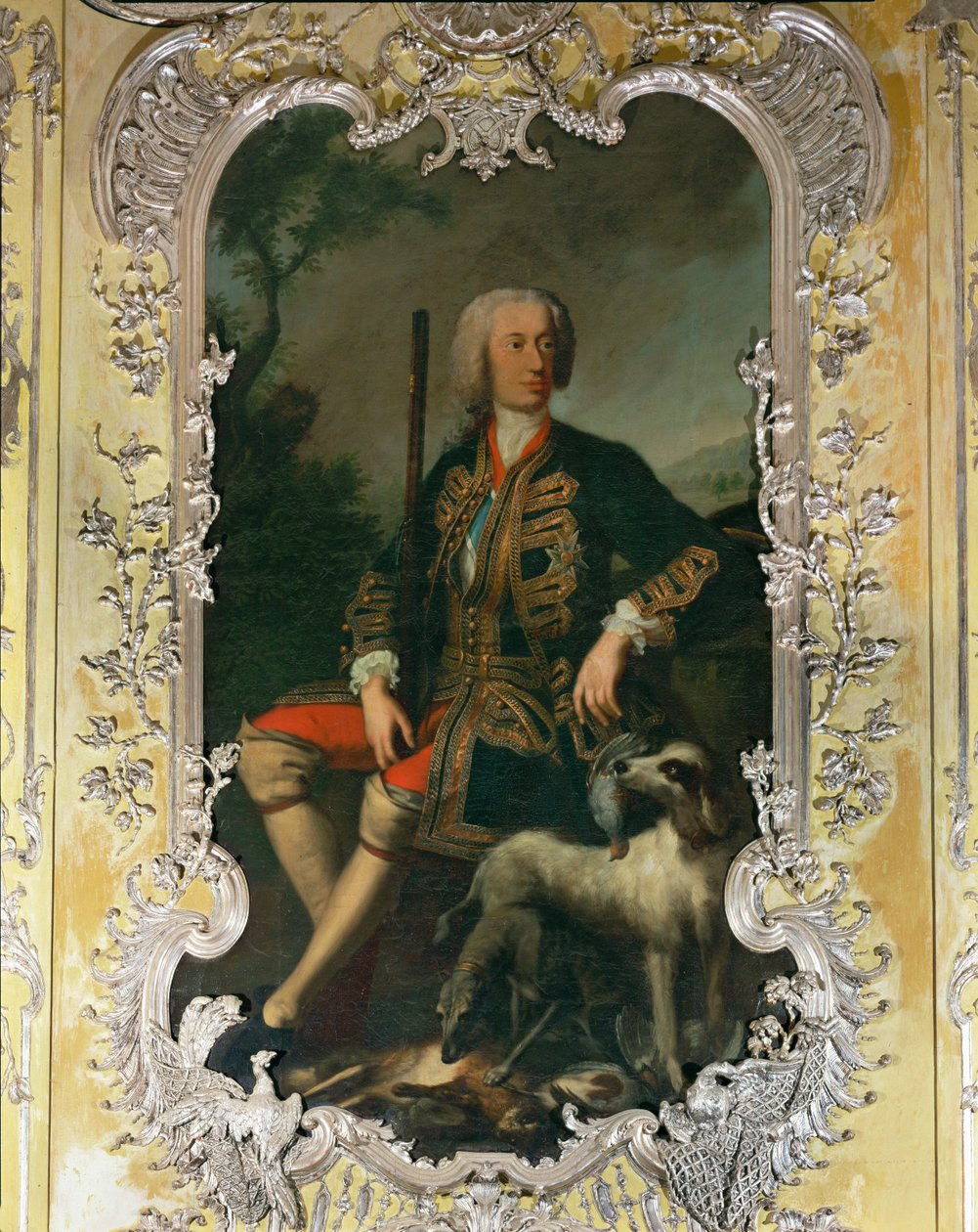 Portrét kurfiřta Karla Albrechta ve žluté ložnici paláce Amalienburg v nymfenburském areálu ... od Georges Desmarées