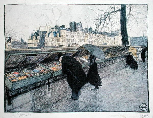 Bouquinistes podél levého břehu Seiny poblíž Pont-Neuf, Paříž od Georges Dupuis